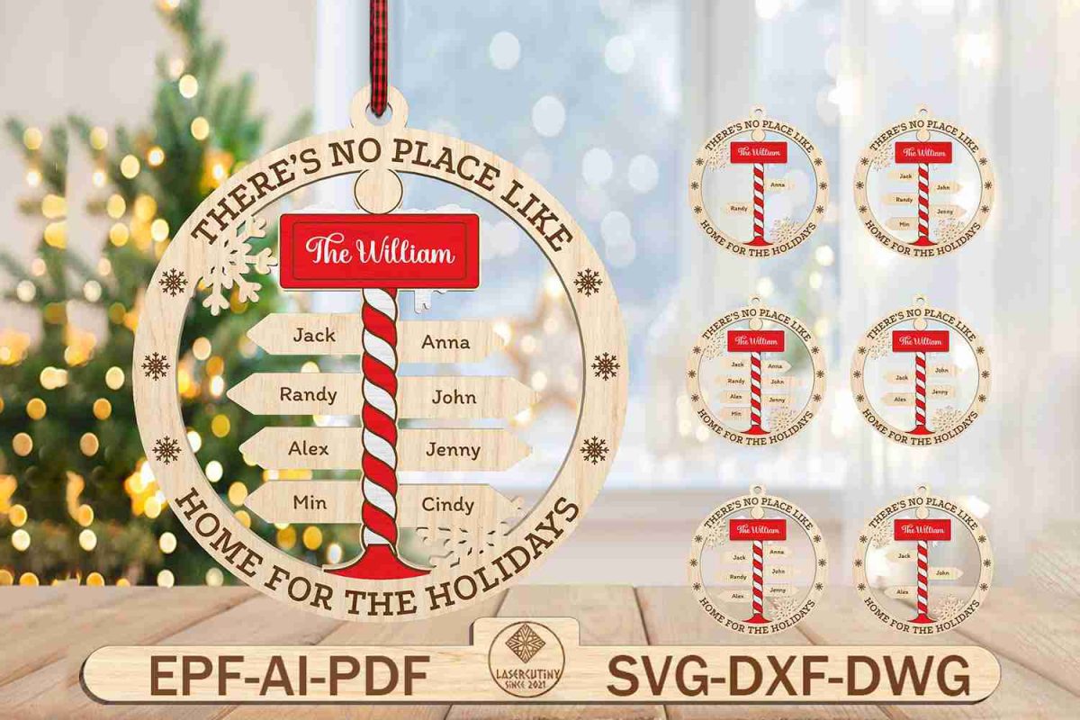 Personalized Home for the Holidays North Pole Ornament Svg