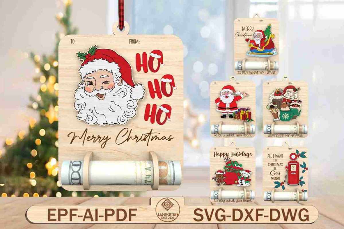 Santa Claus Money Holder Ornament Cut File Svg