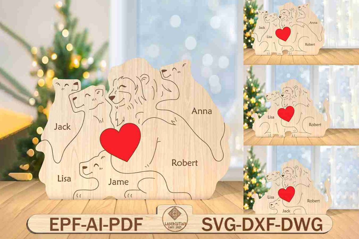 Personalized Lion Family Puzzle Pieces Svg