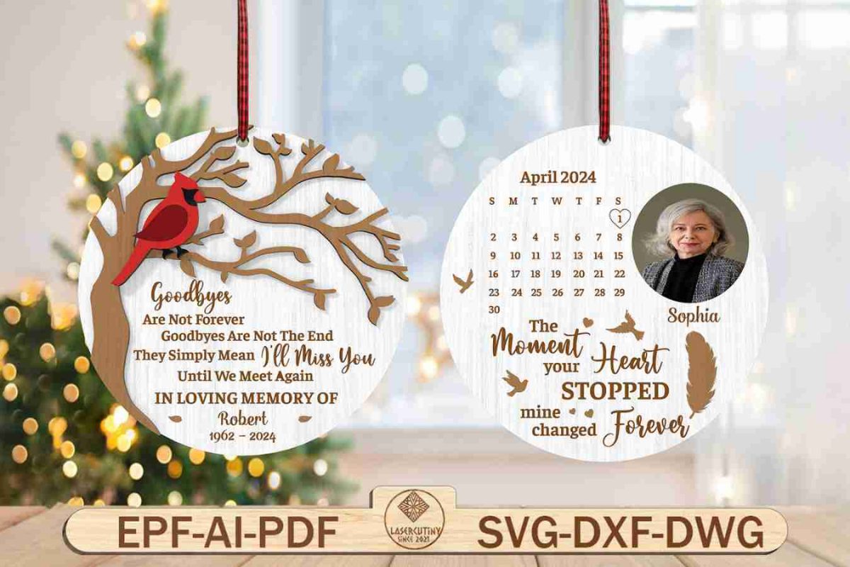 Personalized Red Cardinal Bird Ornament Svg