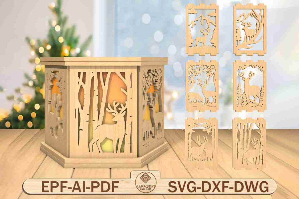 3D Deer Tea Light Holder Laser Cut File Svg