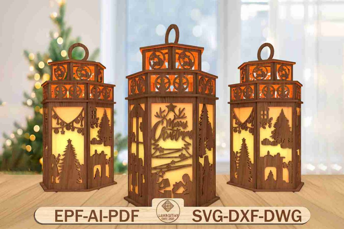 3D Christmas Lantern Laser Cut File Svg