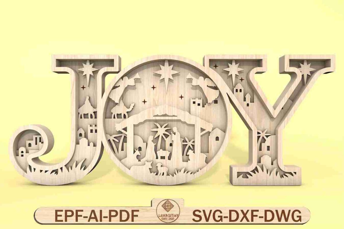 Multilayer Joy Scene Art Laser Cut File Svg, Nativity Scene Svg