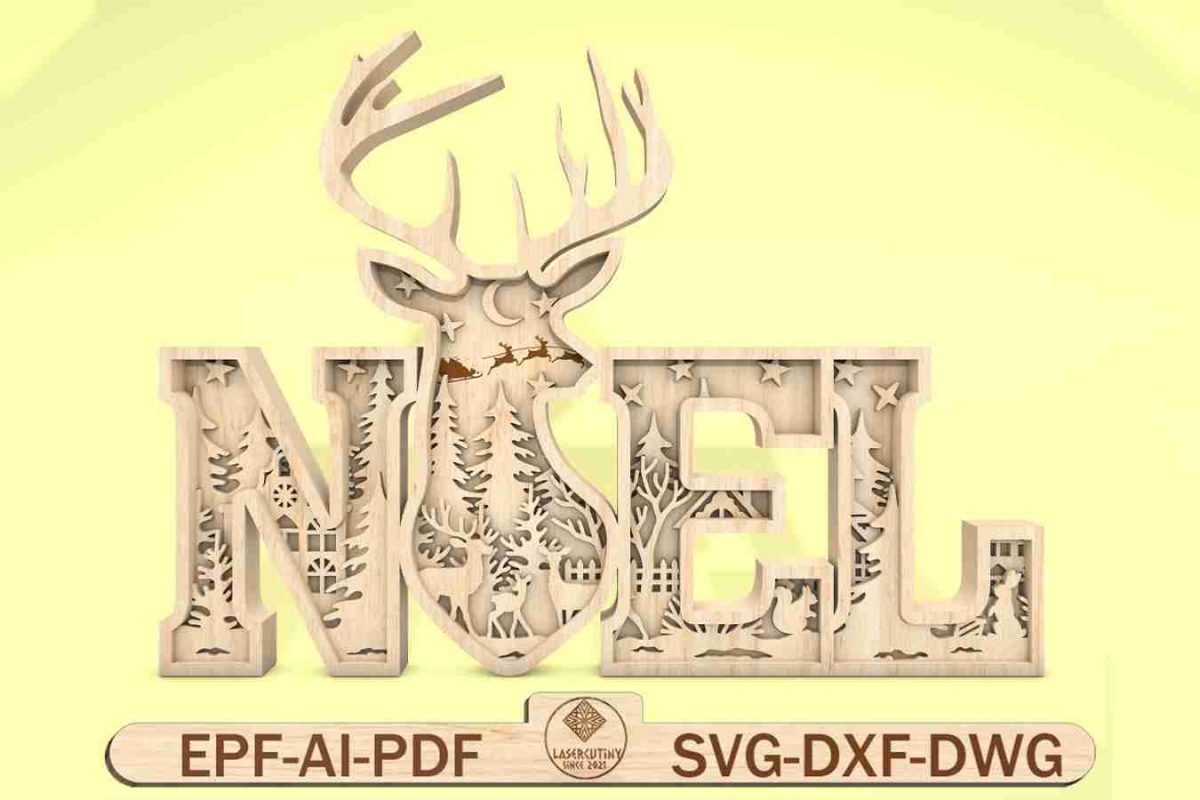 Multilayer Noel Scene Art Laser Cut File Svg