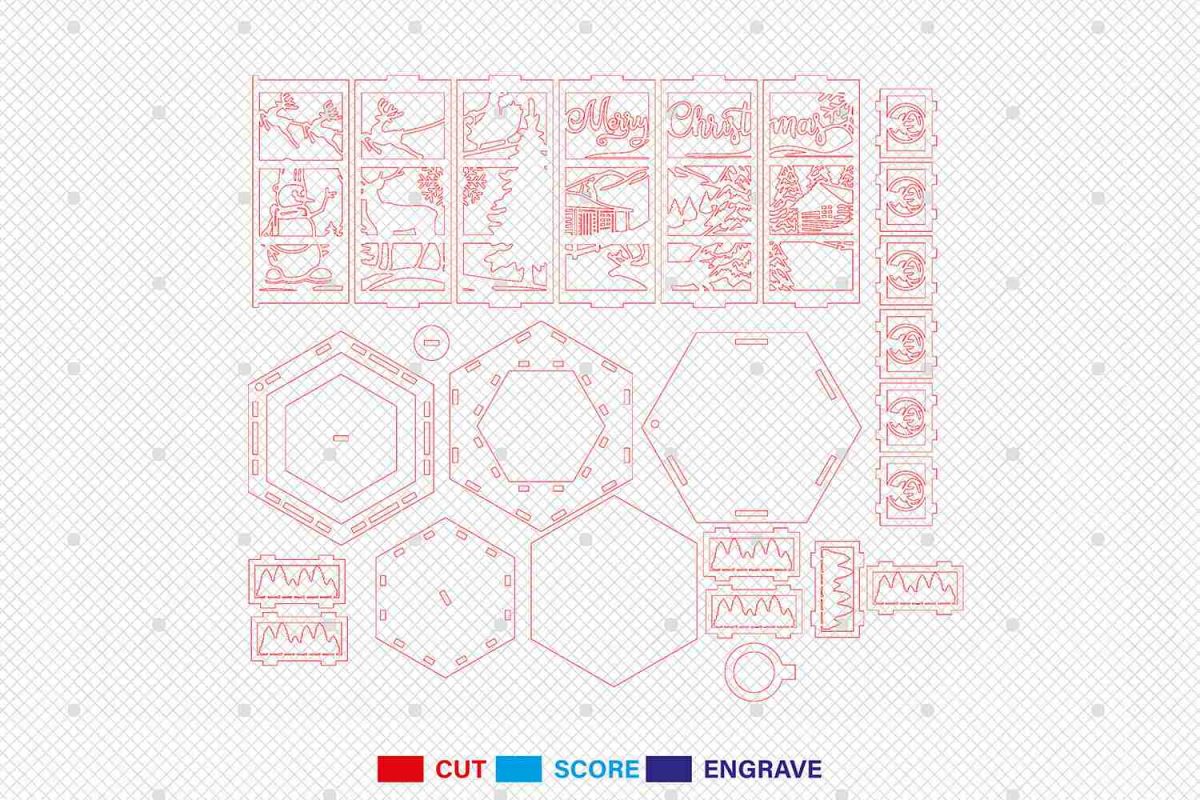 3D Merry Christmas Lantern Laser Cut File Svg - Image 3