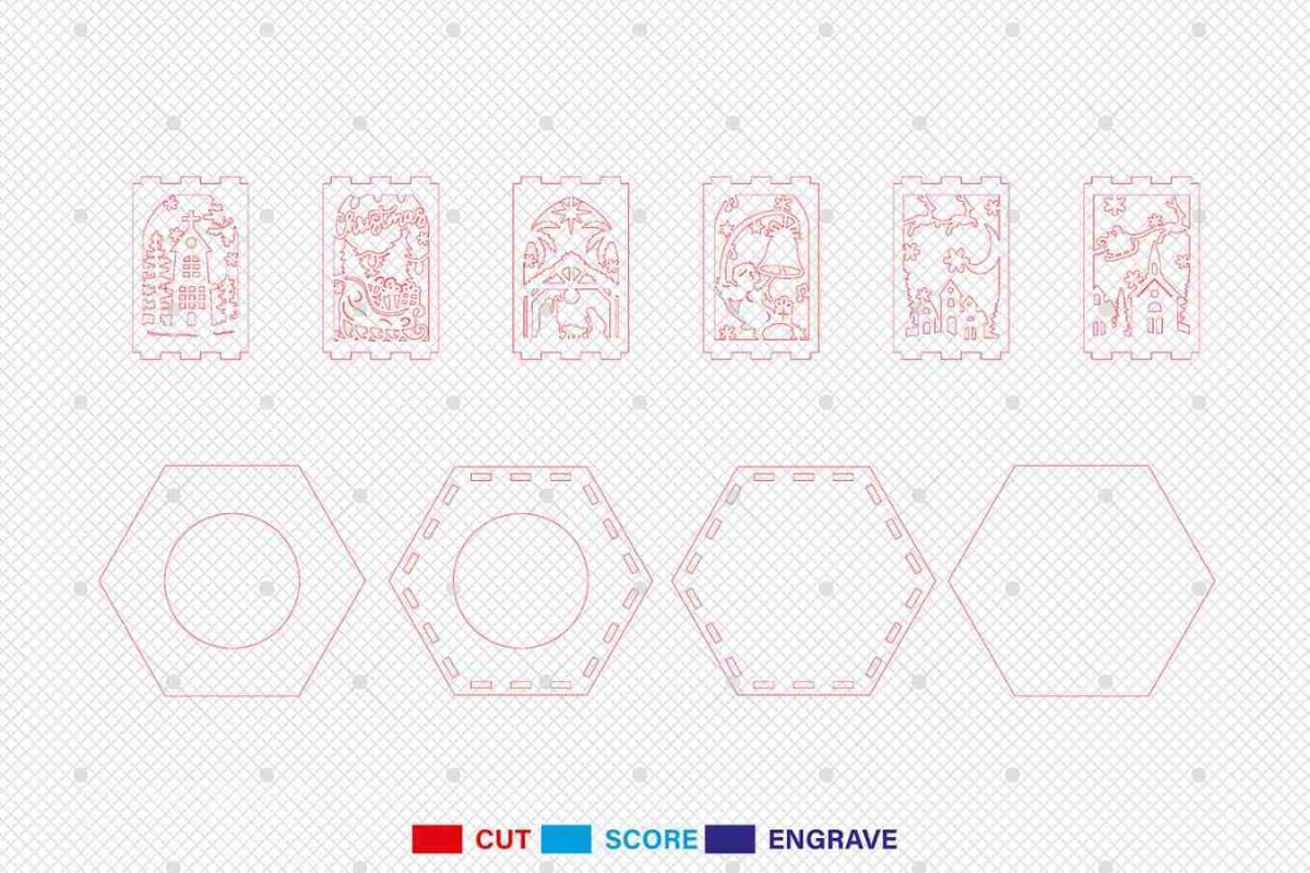 3D Merry Christmas Tea Light Holder Laser Cut File - Image 3