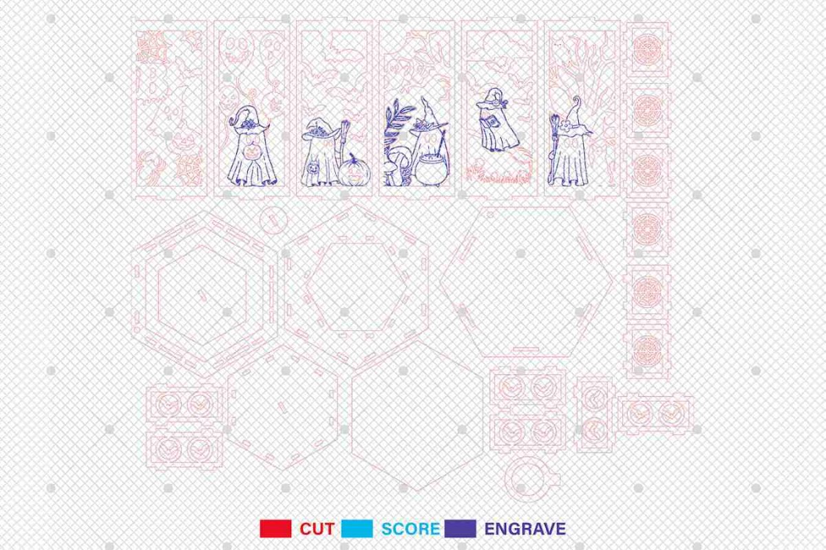 3D Floral Ghost Halloween Lantern Laser Cut File Svg - Image 3