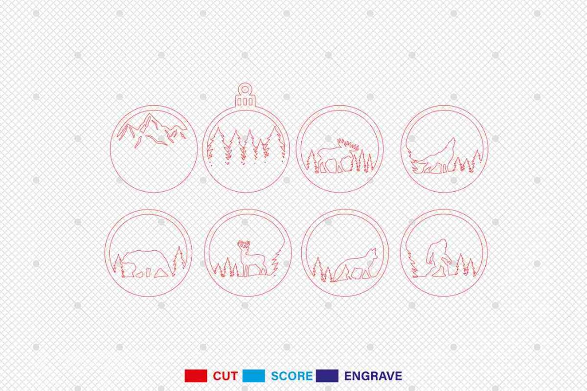 Mountain Animal Christmas Ornament Laser Cut File Svg - Image 3