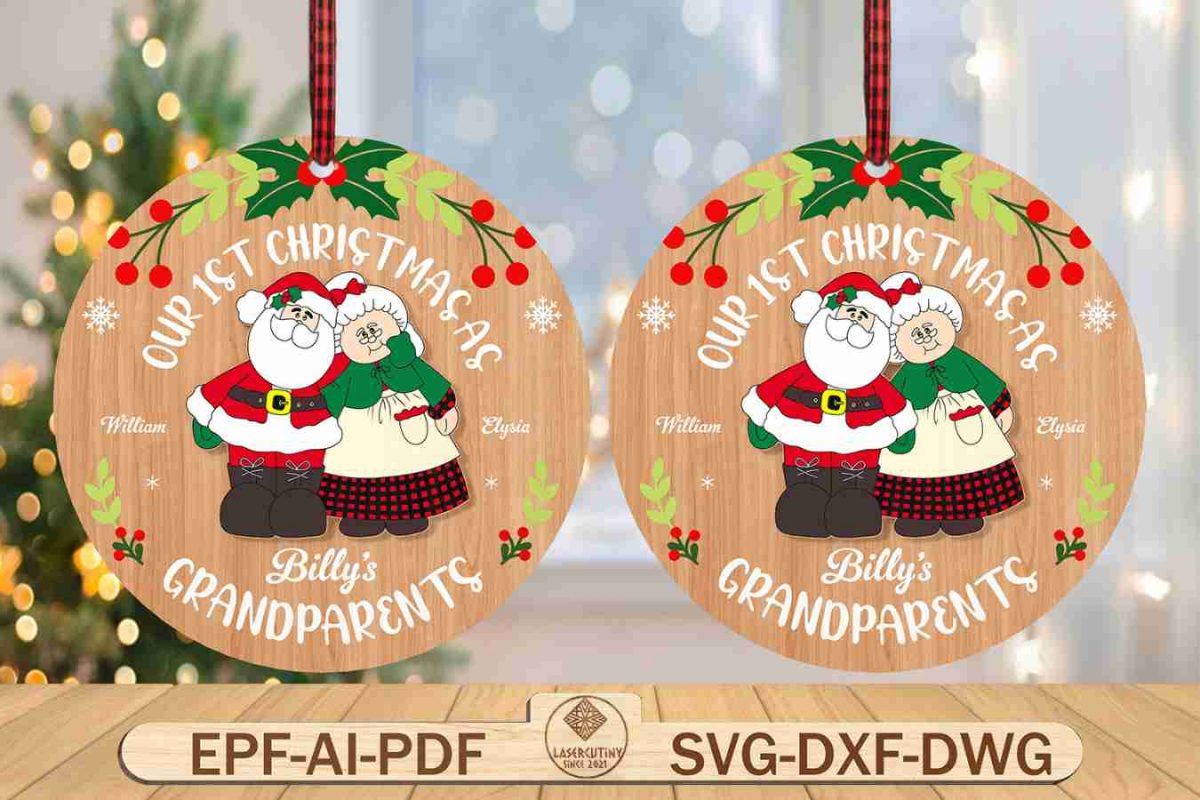 Personalized Our 1st Christmas as Grandparents Ornament Svg
