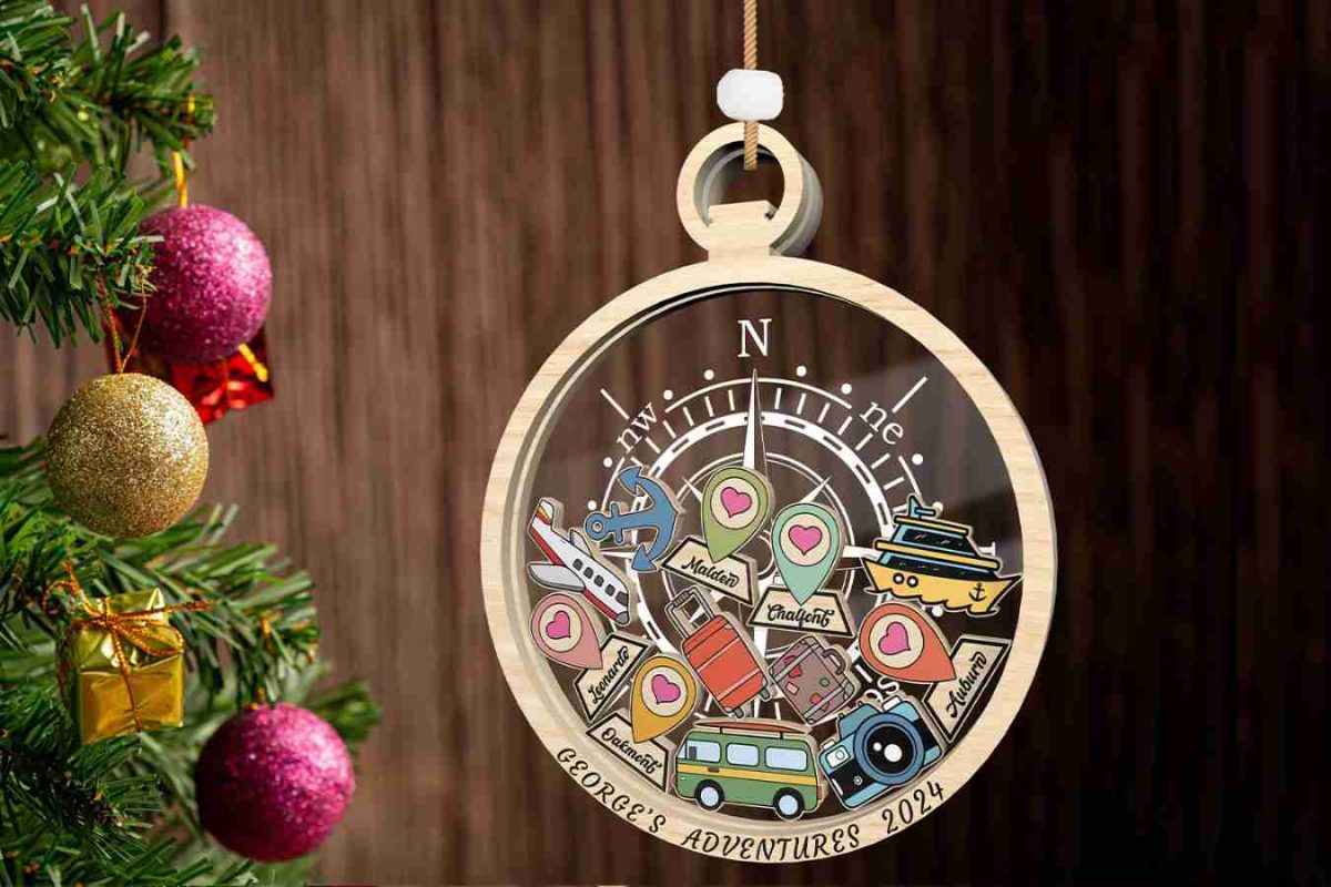Personalized Travel Adventures Ornament Cut File Svg