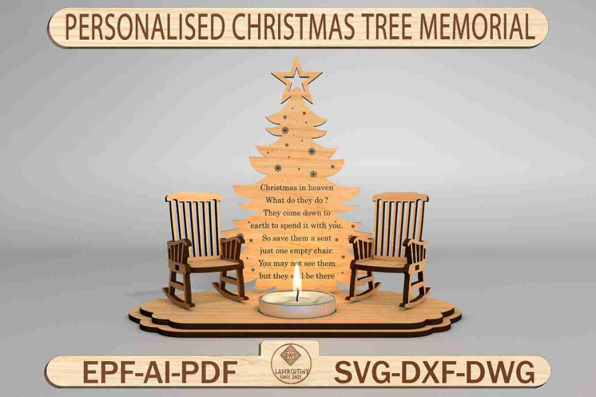 Personalised Christmas Tree Candle Memorial Cut File Svg