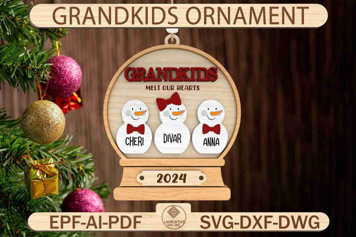 Personalized Grandkids Ornament 2024 Svg