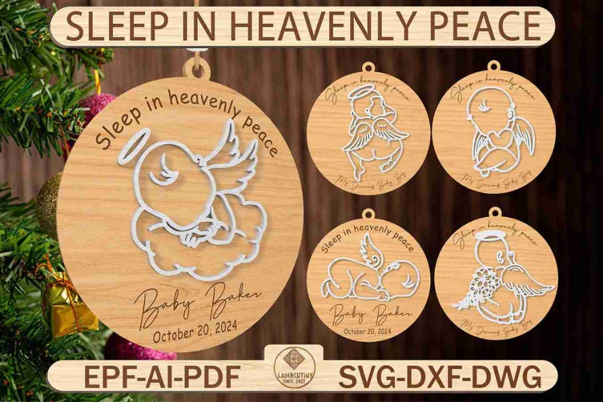 Sleep In Heavenly Peace Memorial Ornament Svg