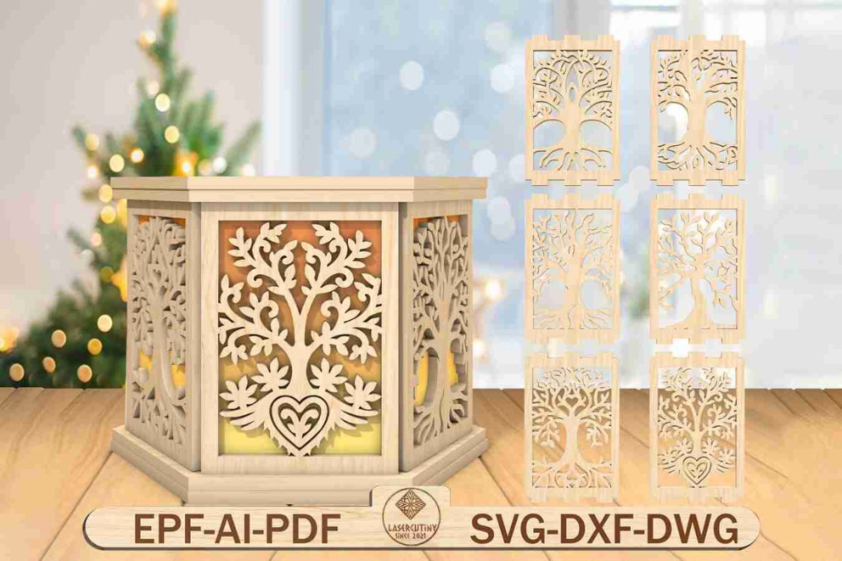 3D Tree of Life Tea Light Holder Laser Cut File