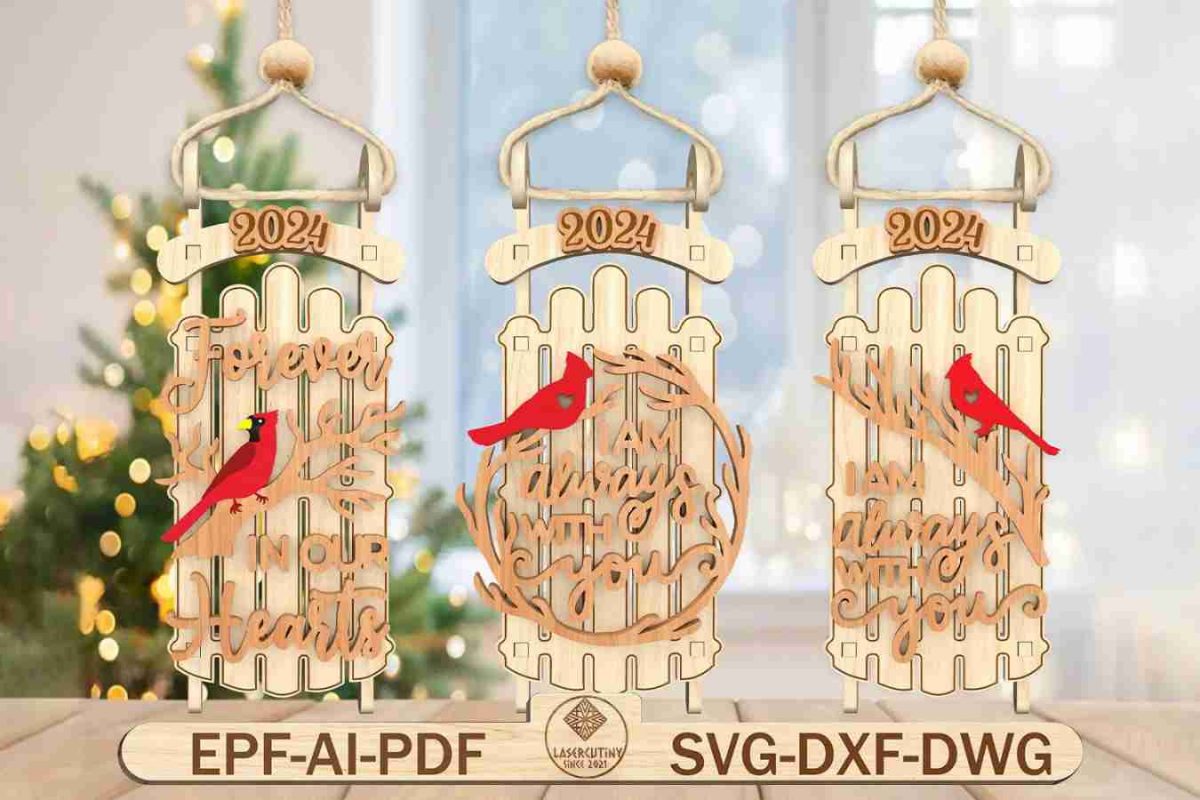 Memorial Vintage Wooden Christmas Sled Decor svg