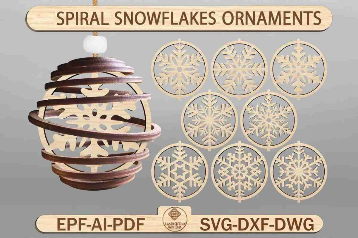 Spiral Snowflake Ornament Svg