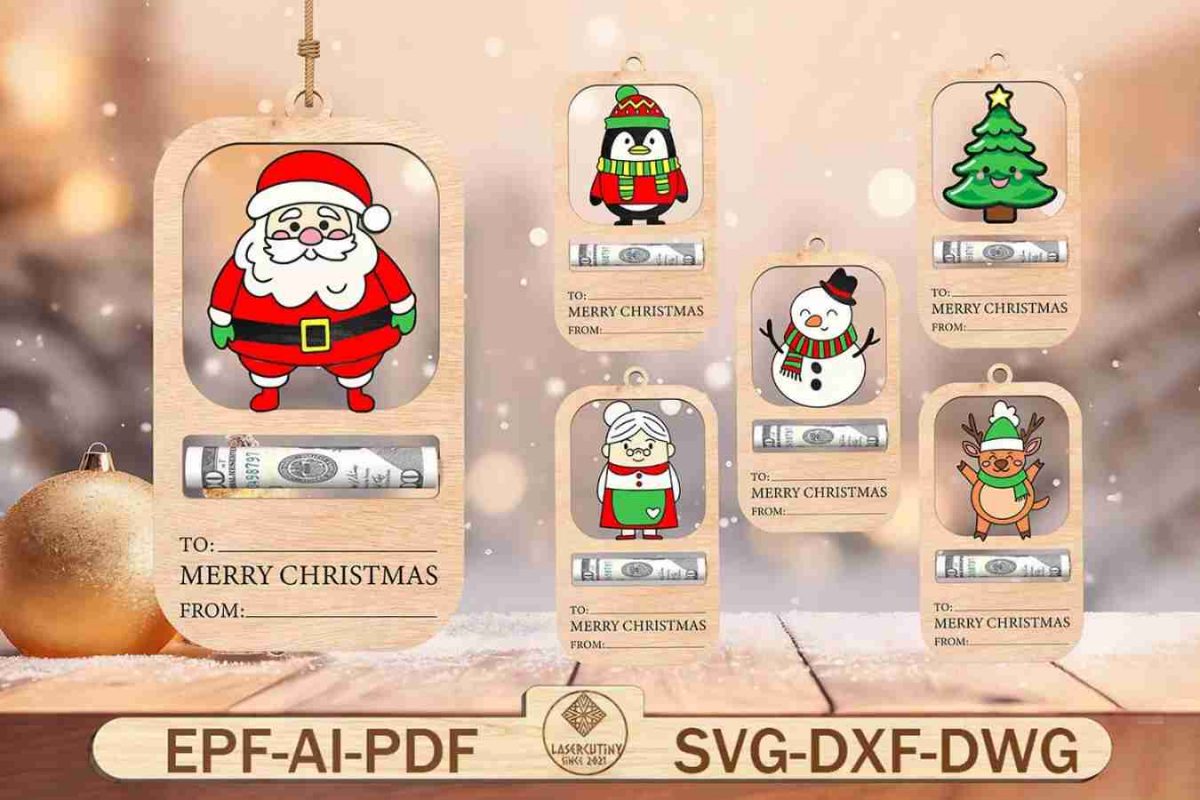 Merry Christmas Money Holder Cut File Svg