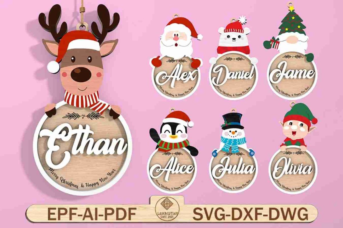 Personalized Christmas Ornaments Cut File Svg