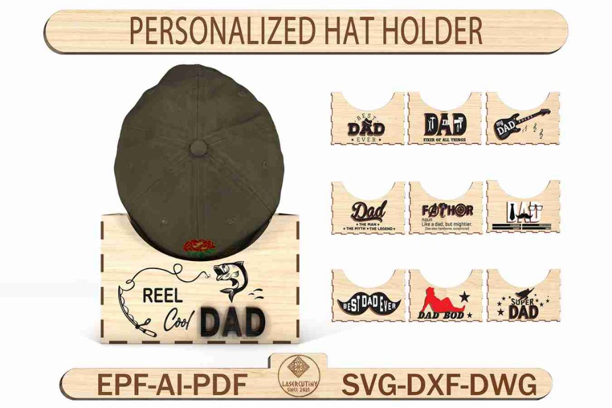 Personalized Father‘s Day Wooden Hat Holder Svg
