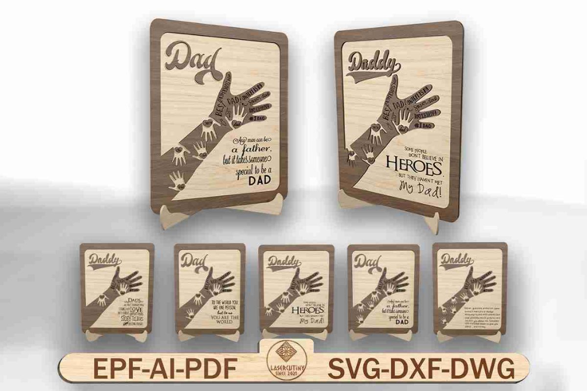 Father‘s Day Family Hands Sign Laser SVG