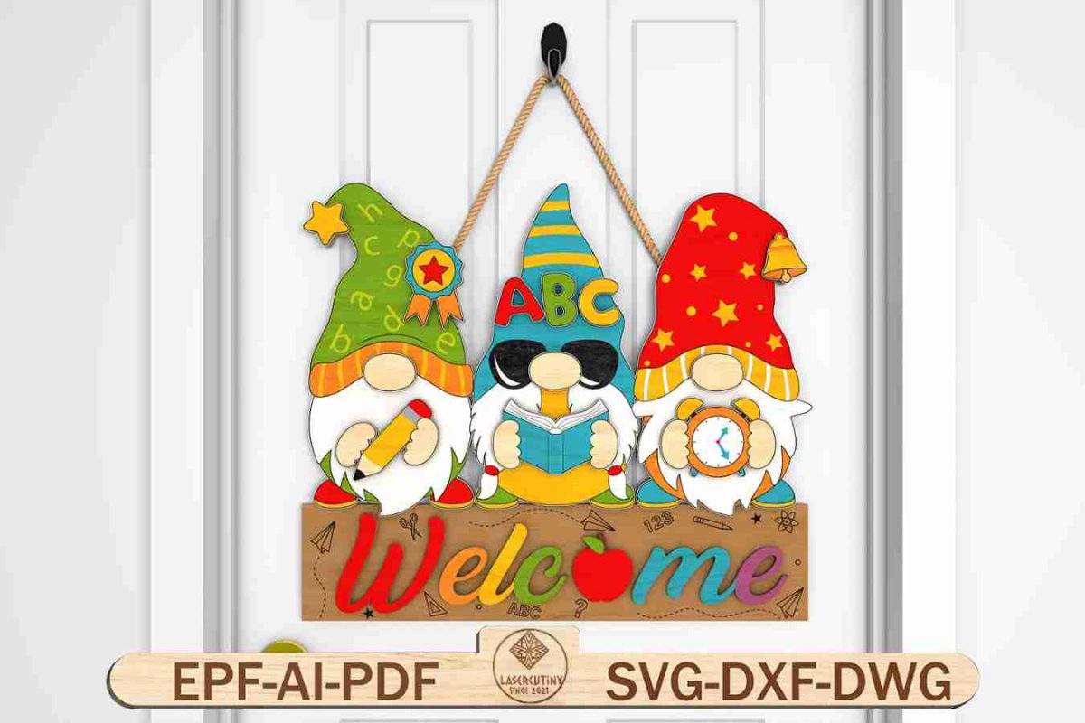 Teacher Gnomes Welcome Sign SVG