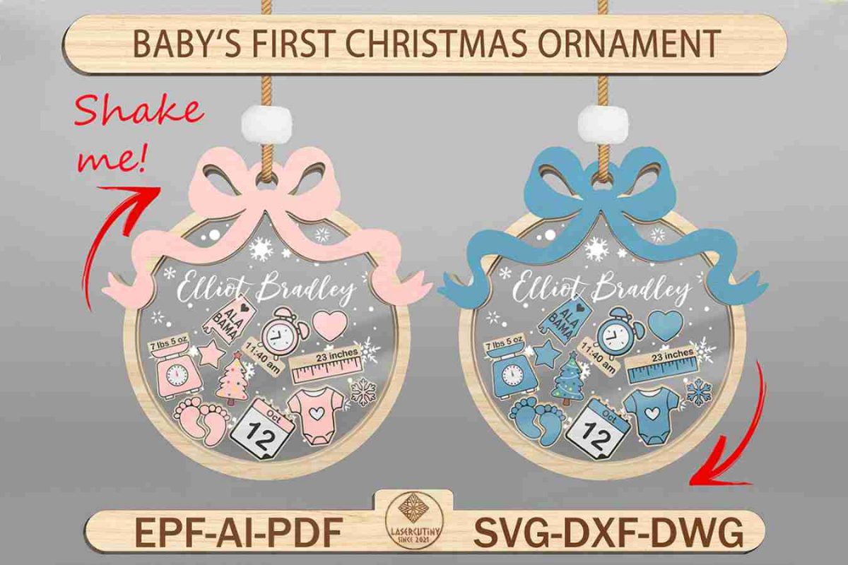 Personalized Baby First Christmas Svg
