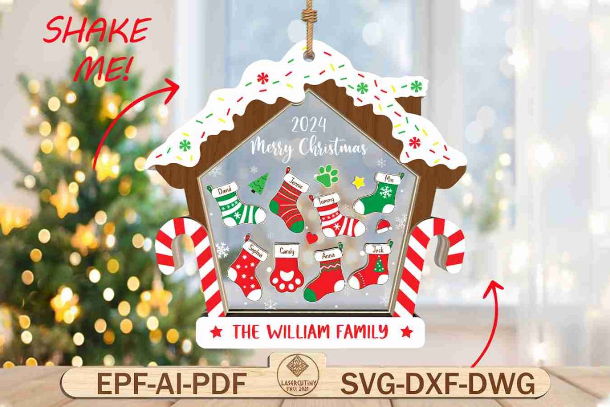 Personalized Gingerbread House Ornament SVG