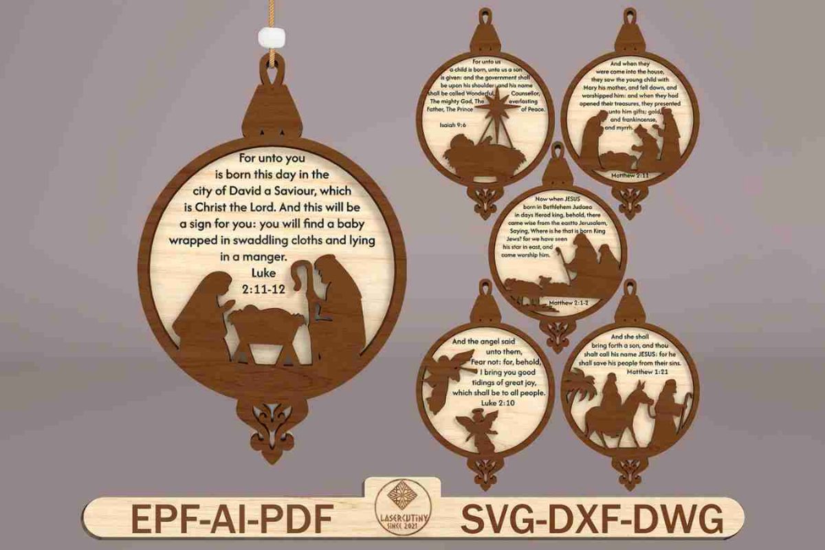 Christmas Ornament Laser Cut File Svg