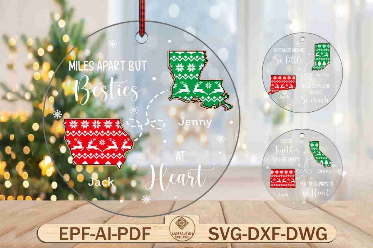 Personalized Bestie Long Distance Ornament Svg
