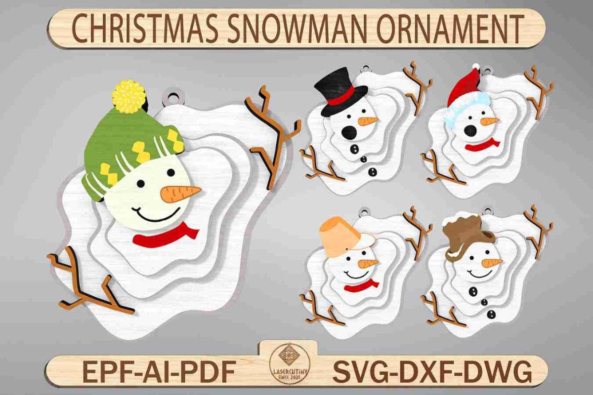 Melted Snowman Christmas Ornament Cut File Svg