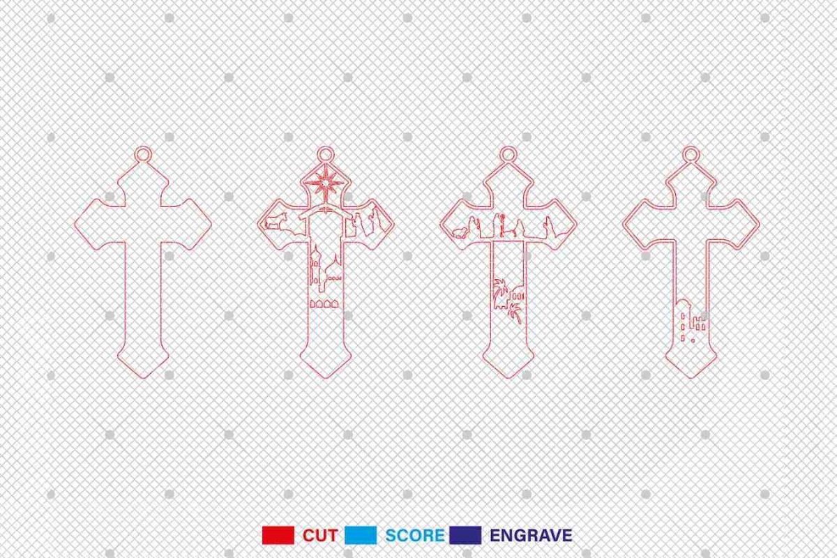 Nativity Cross Ornament Laser Cut File Svg - Image 3