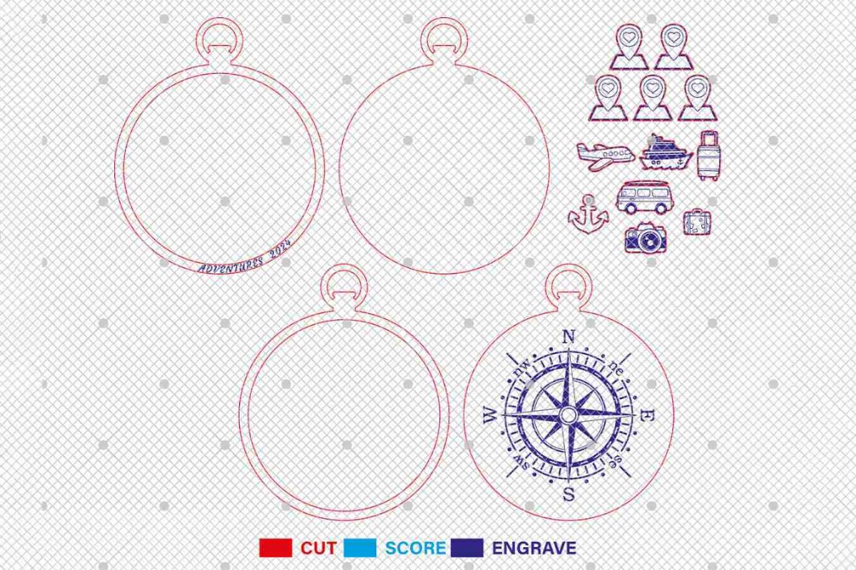 Personalized Travel Adventures Ornament Cut File Svg - Image 3