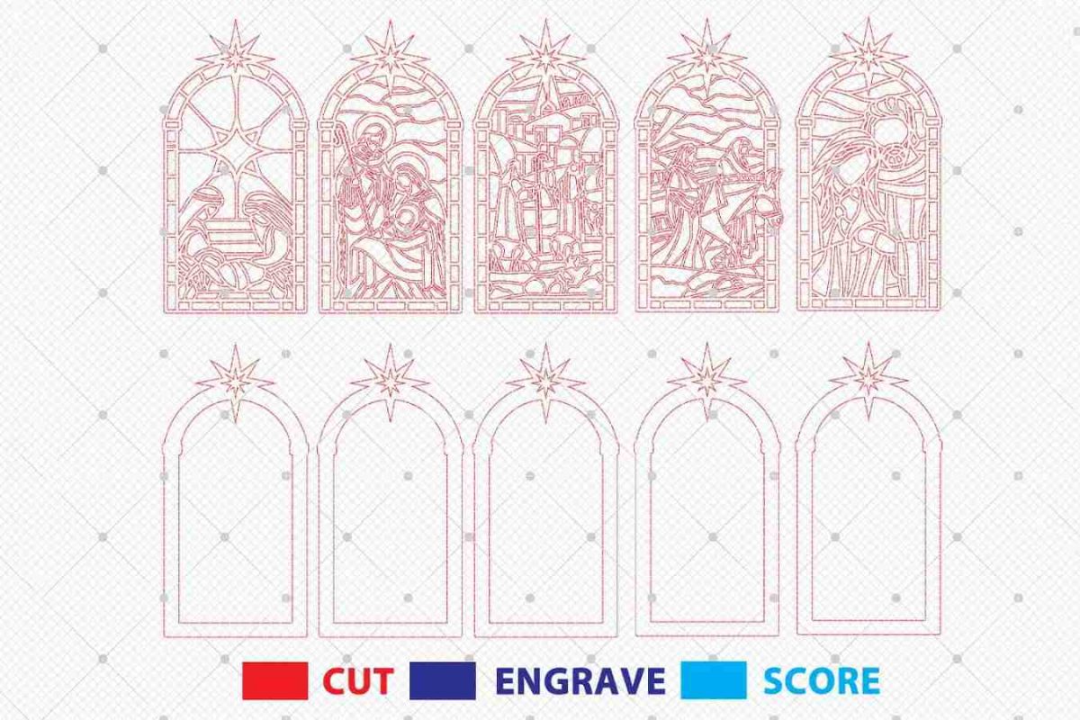 Holy Family Stained Glass Ornament Laser Cut File Svg - Image 3