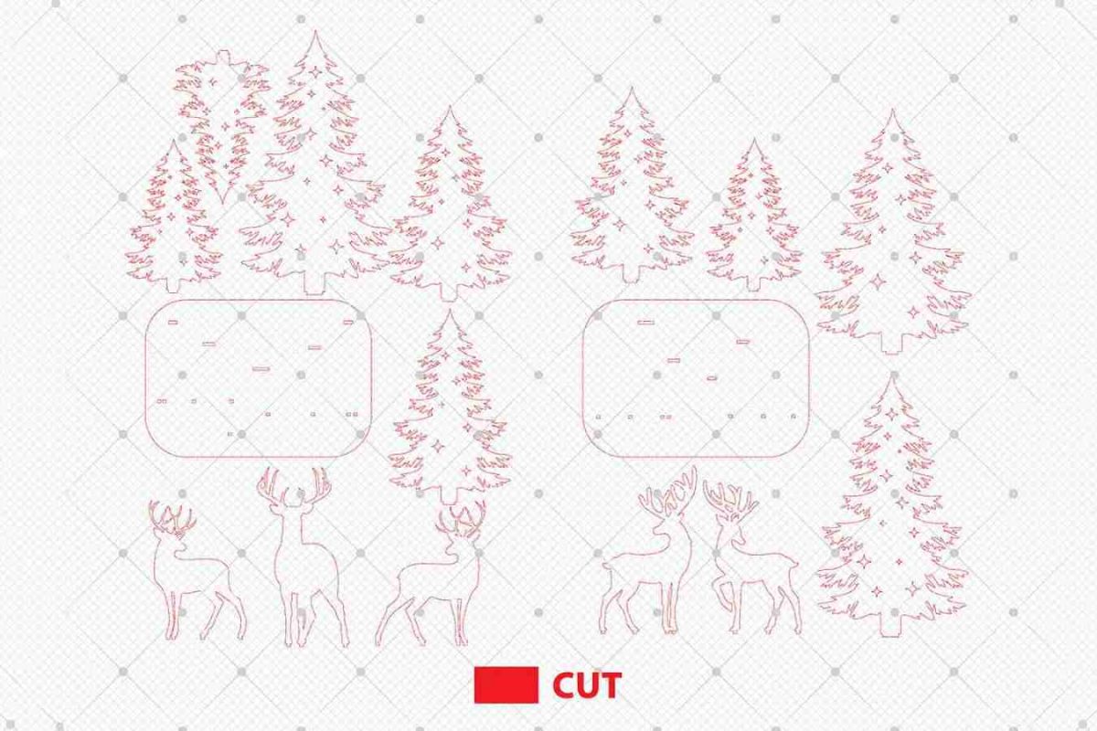 Christmas Trees And Deer Standing Cut File Svg - Image 3