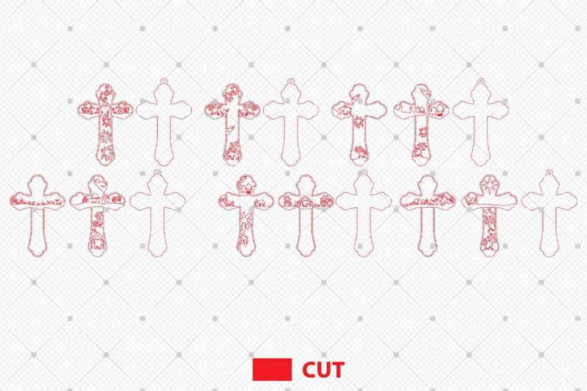 Nativity Cross Ornament Laser Cut Files Svg - Image 3