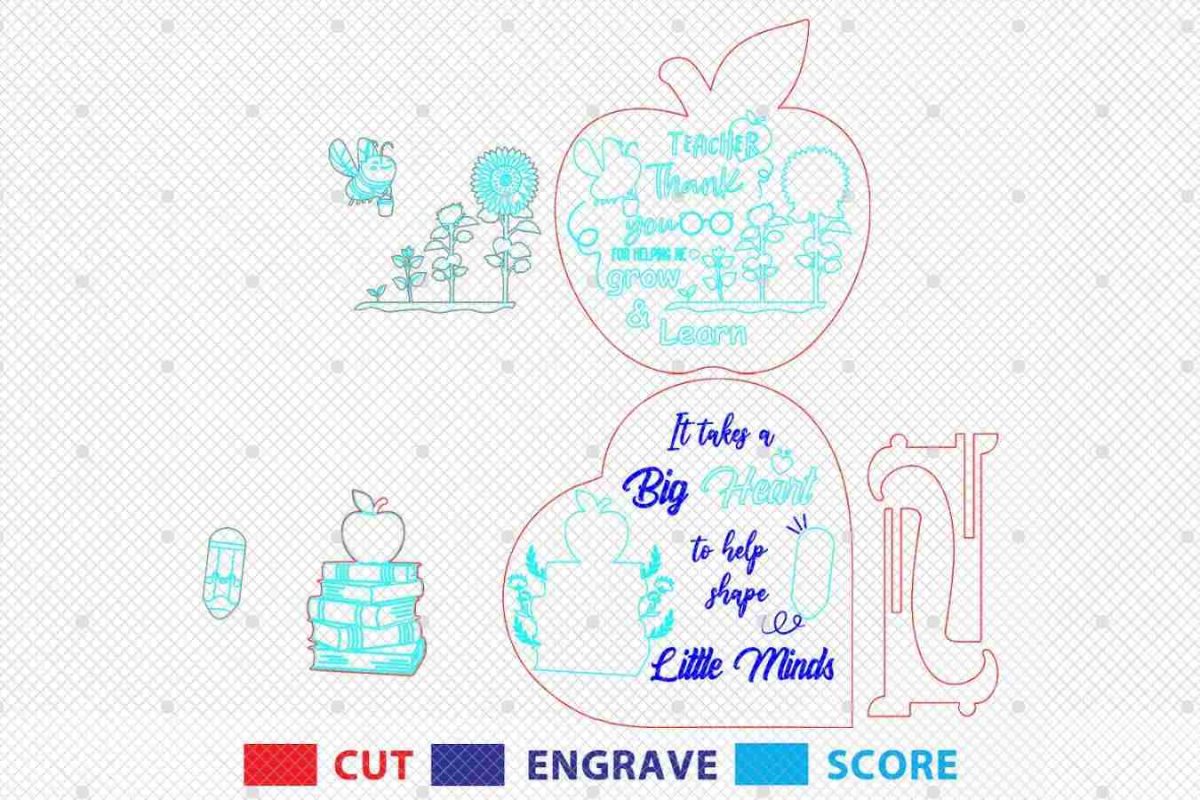 Personalized Teacher Apple Sign SVG - Image 3