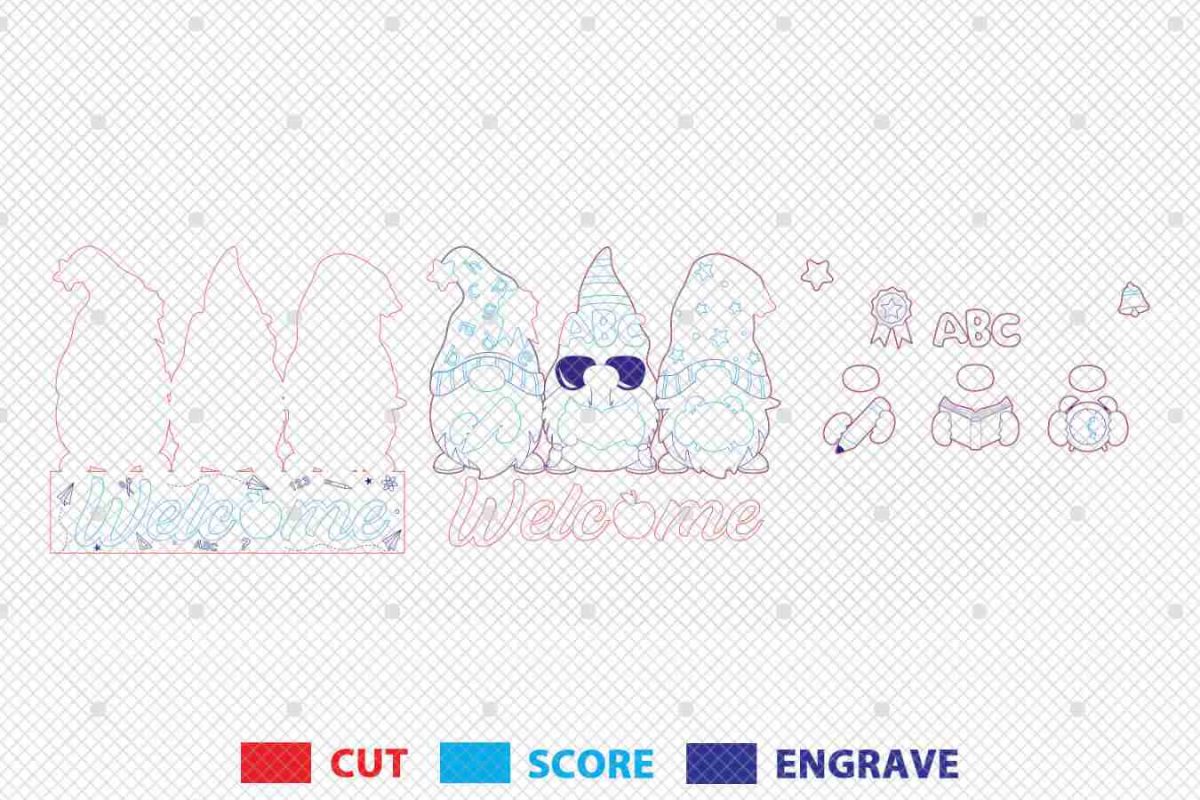 Teacher Gnomes Welcome Sign SVG - Image 3