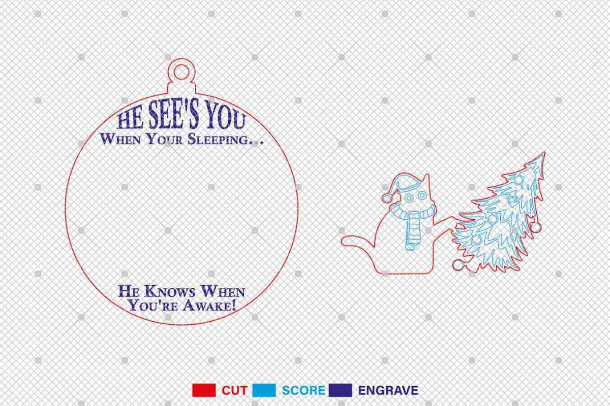 Funny Cat Christmas Ornament Cut File Svg - Image 3