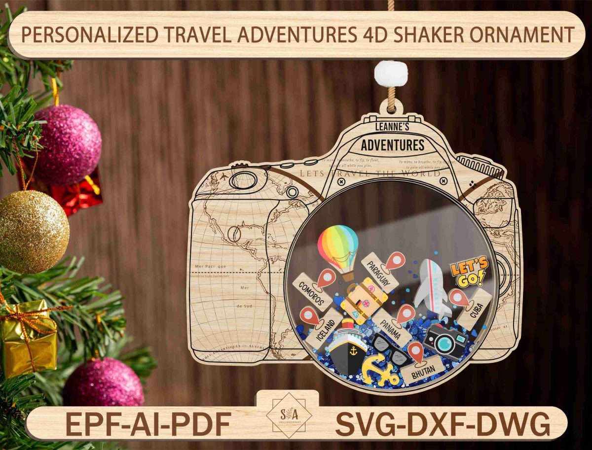 Personalized Travel Adventures Ornament Svg - Image 3