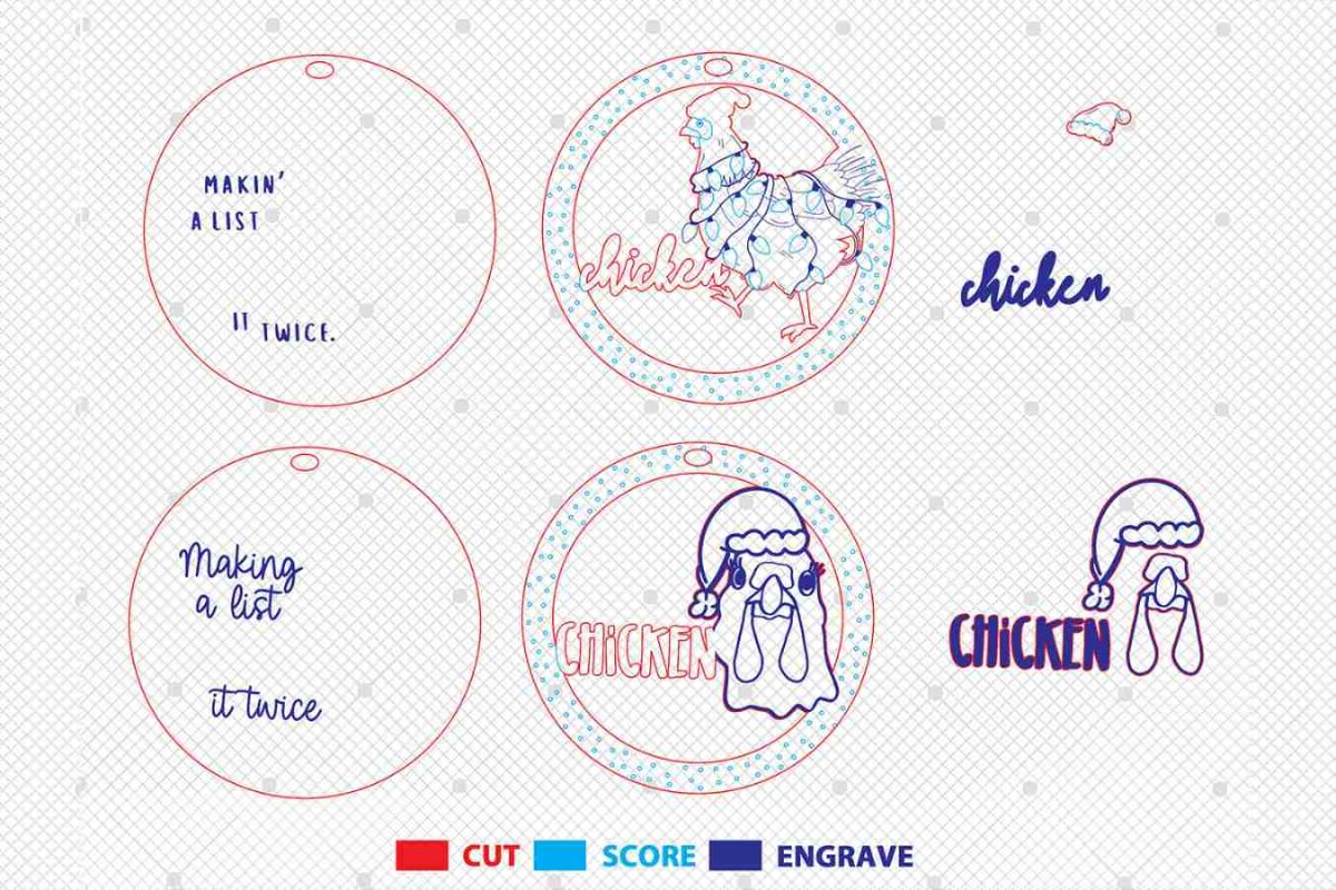 Chicken Christmas Ornament Cut File Svg - Image 3