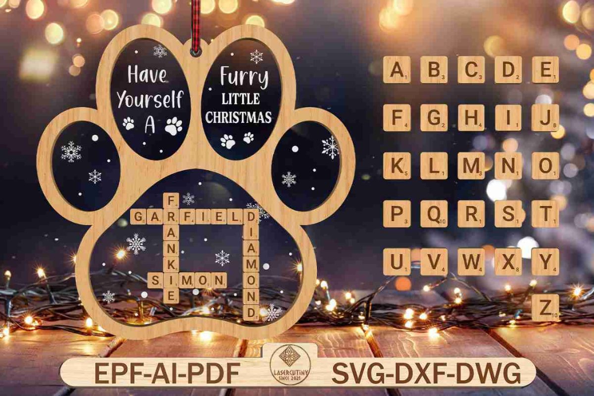 Personalized Christmas Crossword Scrabble Ornament Svg