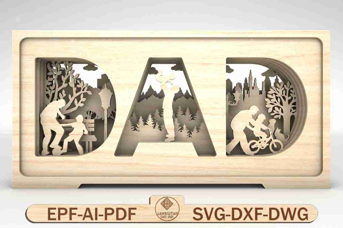 3D Multilayer Standing Dad Art Svg