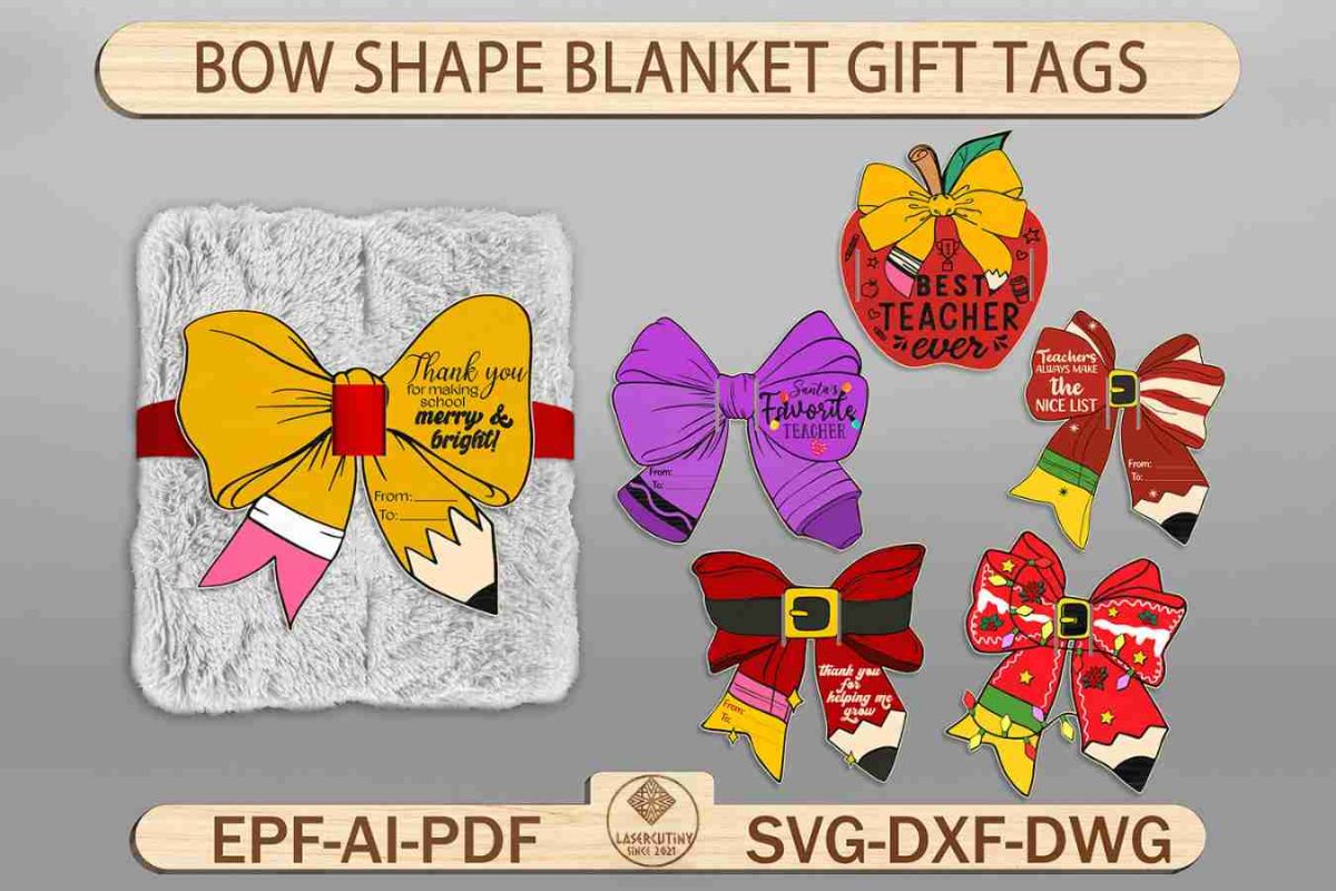 Bow Shape Blanket Gift Tags Svg