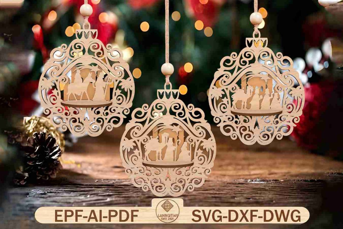 Nativity Scene Baubles Ornament Svg