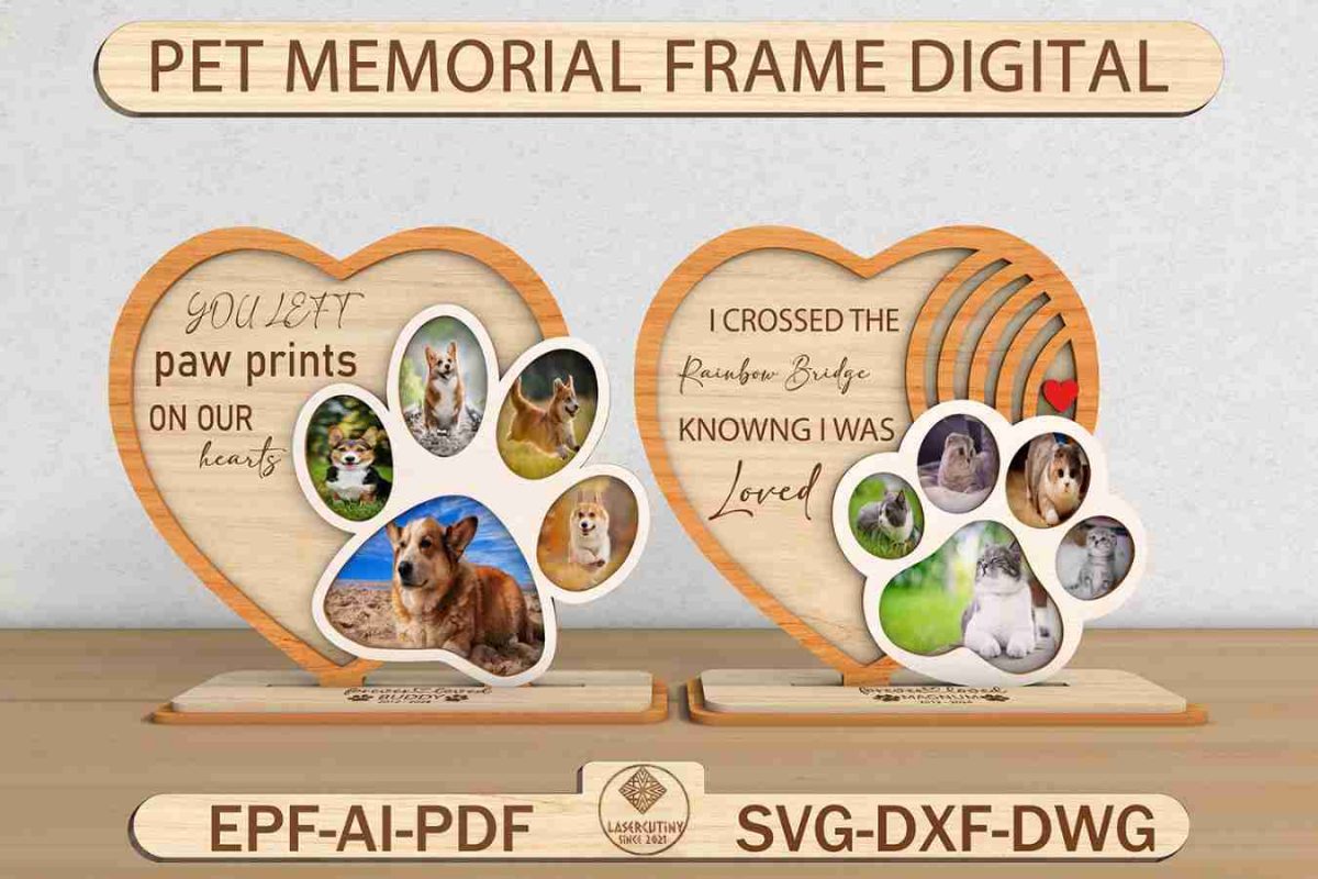 Pet Memorial Frame Digital Laser Cut File SVG