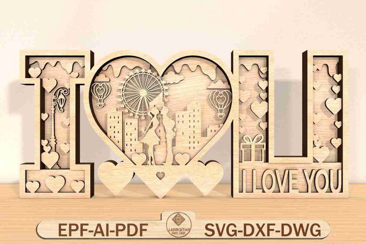 Valentine's Day Heart Shaped Wooden Shelf Cut File SVG