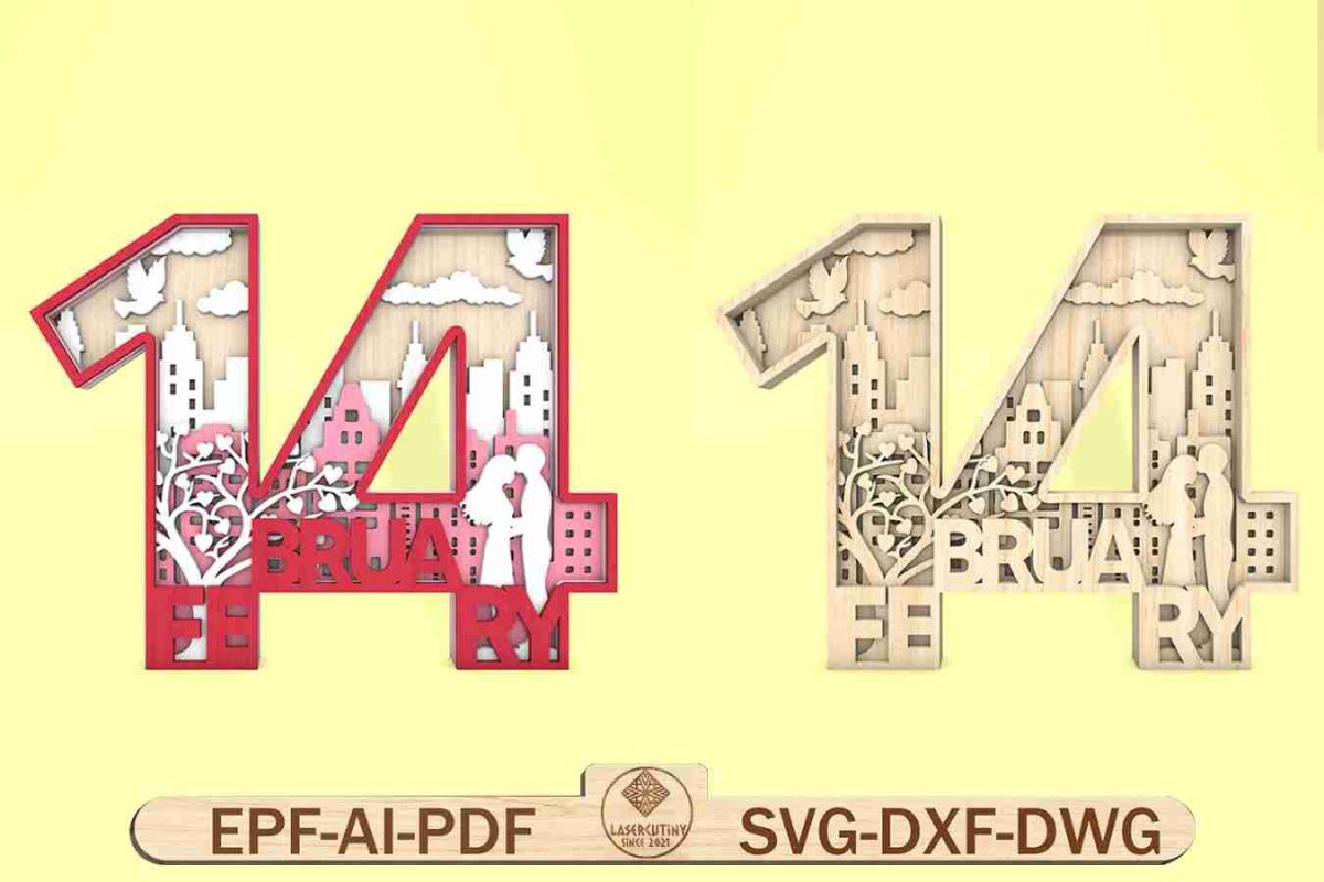 Multilayer 14 February Scene Art Svg