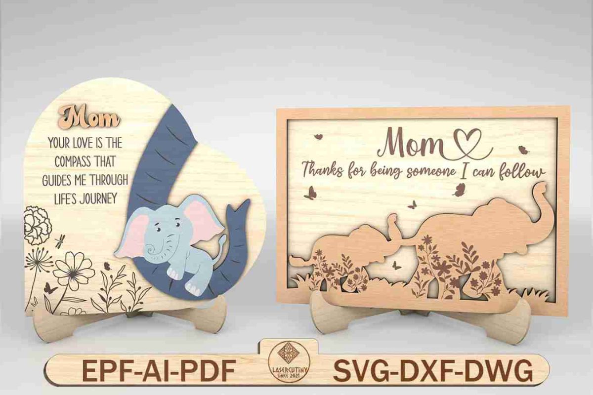 Personalized Elephant Mom And Baby Sign SVG