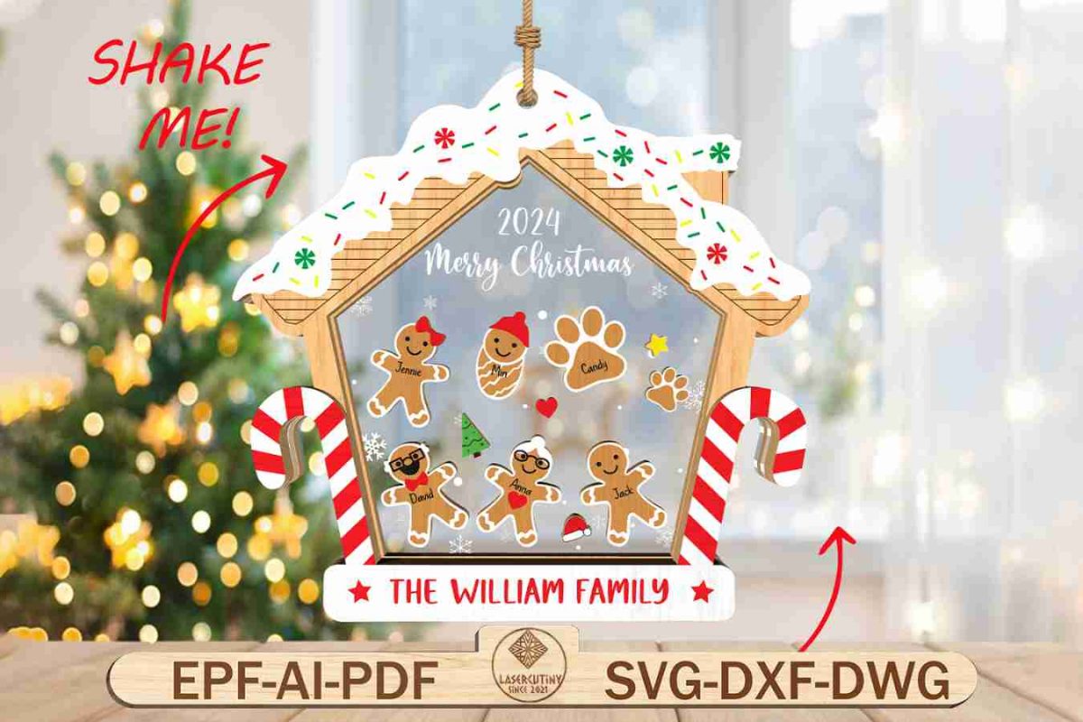 Personalized Gingerbread House Ornament SVG