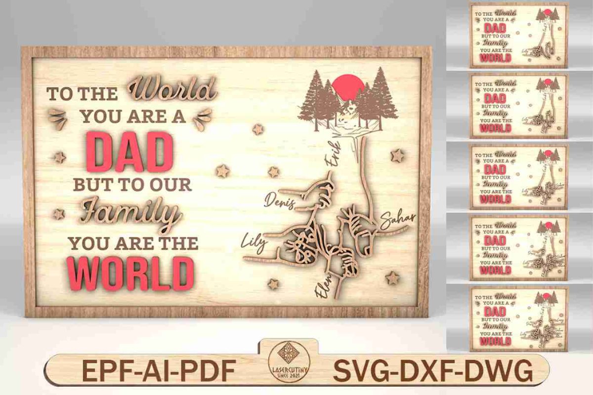 Personalized Dad And Kid Hands Stand Decor SVG